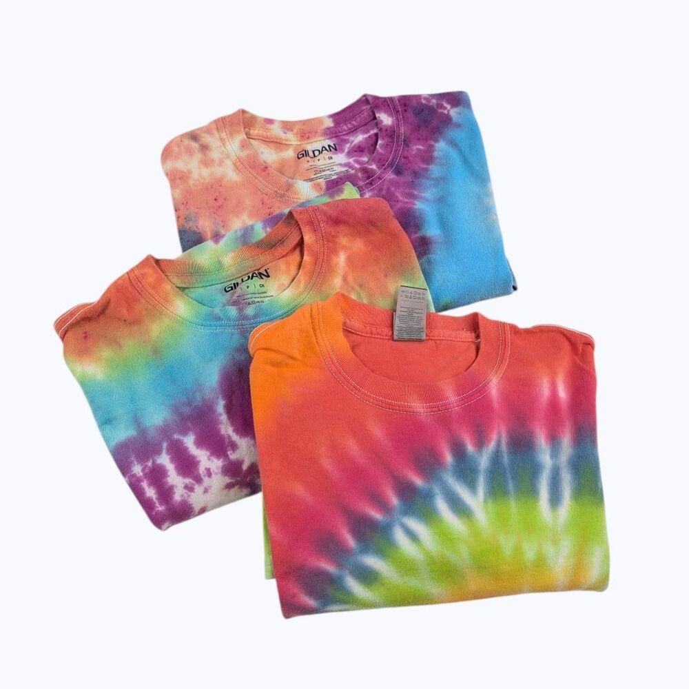 Lot Of 3 Gildan Unisex Size Small Tie Dye Multicolor Cotton Short Sleeve TShirts